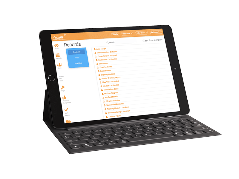 Ascent system - reports page