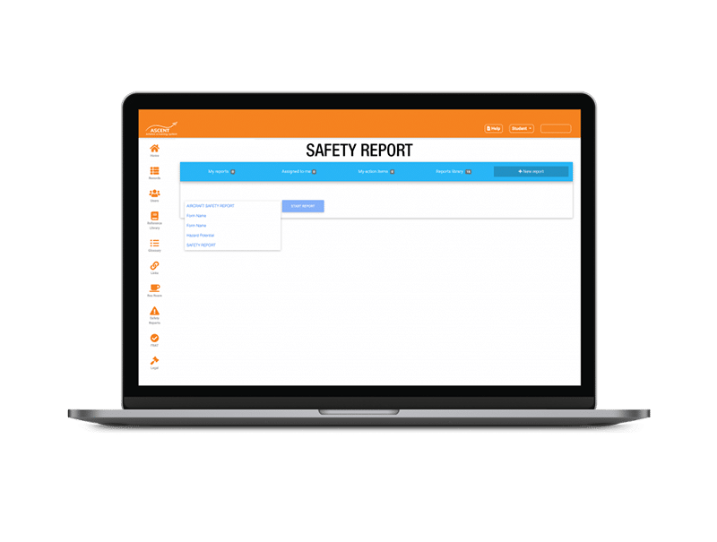Ascent Training - safety report updates page
